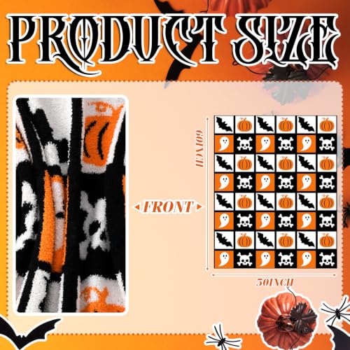 Halloween Ghost Blanket Spooky Pumpkin Bat Skull Knit Throw Blankets - color: Black and White, style: Halloween Reversible Ghost