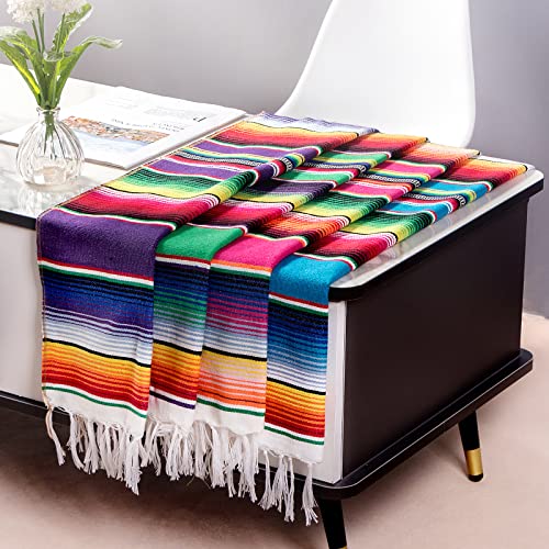 Mexican Table Runner 4 Pack, 14 x 84 in Serape Decor for Cinco de Mayo - style: 4Pack