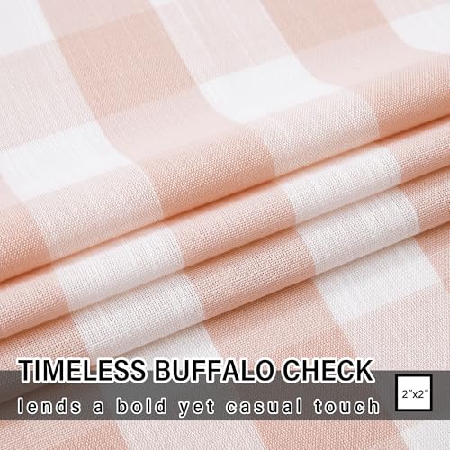 Blush Buffalo Check Tier Curtains 24" Country Plaid Kitchen Curtains Pink - color: Blush Pink and White, size: 24"W x 24"L (Pack of 2)