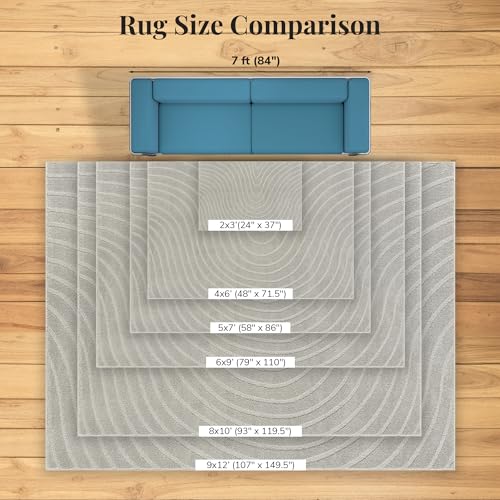 LUXE WEAVERS Modern Geometric Wave Gray 8x10 Area Rug - color: Grey, size: 8' x 10' (Rectangular)