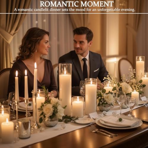 12 PCS Pillar White Candles in Glass,Hurricane Candles,Wedding Cylinder Candle,3 Different Lengths 2 x 3/6/8 Inch (4 Each),Creating an Atmosphere Suitable for Various Outdoor Activities. - size: 12