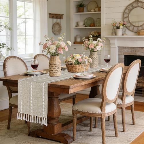 Boho Table Runner 15 x 72 inches Long, Neutral Farmhouse Home Decor - color: Coffee, size: 72 inch