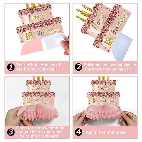 Turypaty Happy 18th Birthday Honeycomb Table Centerpieces Decorations Girls - style: Pink Rose Gold 18th