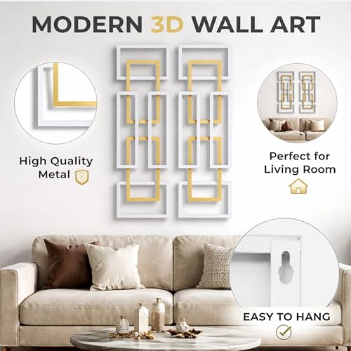 JFUJFU Minimalist Geometric Metal Wall Art Set of 2 for Home & Office - color: Silver