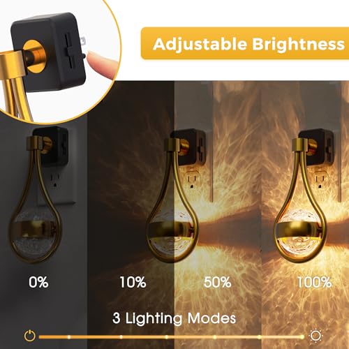L LOHAS LED Night Lights Plug Into Wall, 2 Pack Star Projector Nightlight - color: Gold 3000K Sphere, size: 2 Pack