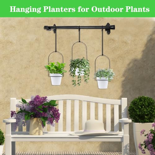 Hanging Planters for Indoor Plants Plant Hanger, Adjustable Hanging Window Planter Hanging Wall Planter for Garden, 23in Plant Shelves Metal Holder Rod with Pots (Black)