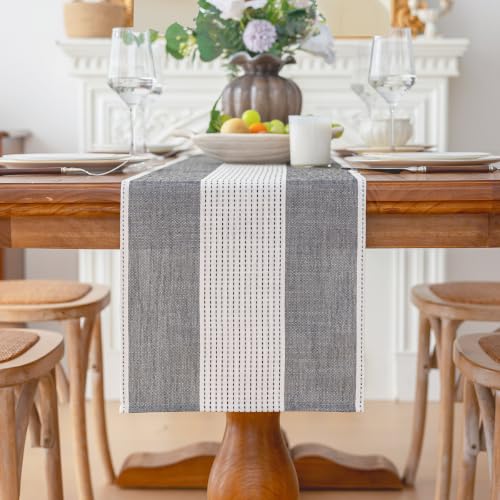 Line Macrame Table Runner, Black Table Runners 72 Inches Long - color: Black, size: 13"x72"