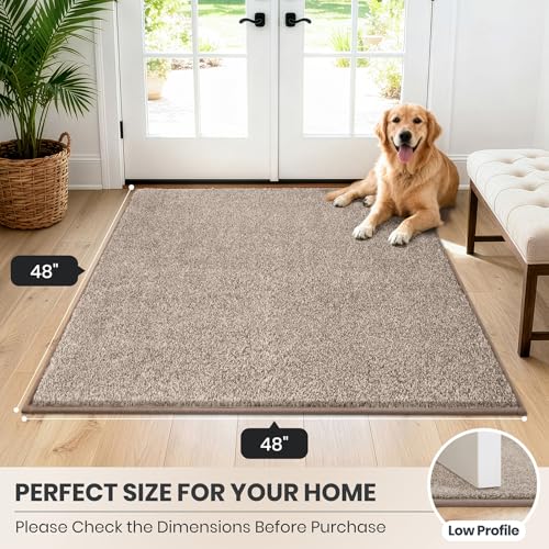 PURRUGS Area Rug, 48" x 48", Taupe - color: Taupe, size: 48" X 48"