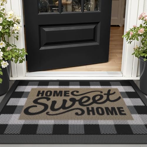 LUMI Outside Welcome Door Mat 17x30, Non-Slip Durable Rubber Easy Clean - color: Sweet Home, size: 17"x30"