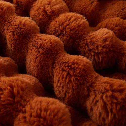 COOVA Soft Bubble Faux Fur Throw Blanket, 60"x80", Brown - color: Brown, size: 60“x80”
