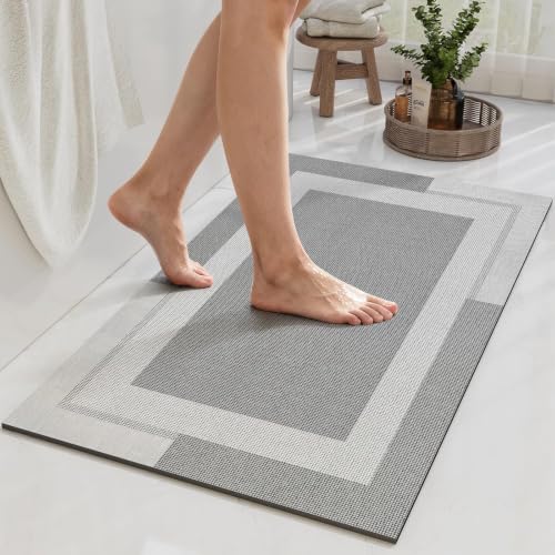 YDKGL Non Slip Bath Mat Thin Bathroom Rugs Fit Under Door Grey 16"x 24" - color: A- Light Gray, size: 16" x 24" (Rectangular)