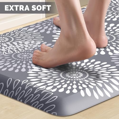 Kitchen Mat Water-Resistant Kitchen Rugs Cushioned Anti-Fatigue Floor Mat - color: Grey, size: 60"L x 17.3"W x 0.5"Th