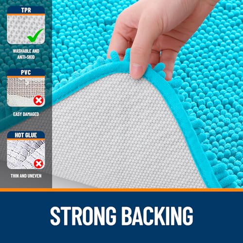 OLANLY Toilet Rugs U-Shaped 20x20, Soft Absorbent Chenille Contour Rugs - color: Aqua Sky, size: 20" X 20" Contour Rug