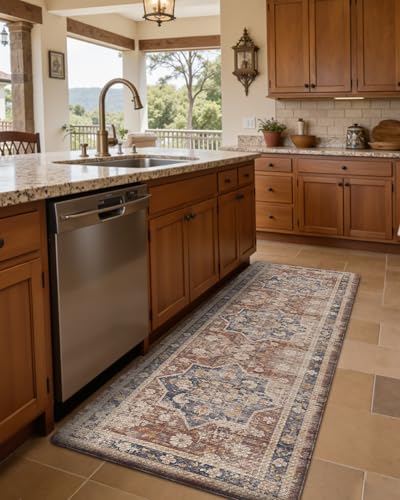 DEXI Kitchen Floor Mats Cushioned Anti Fatigue Runner Rug, 24x59 Reddish - color: Brown, size: 59"L x 24"W x 0.4"Th