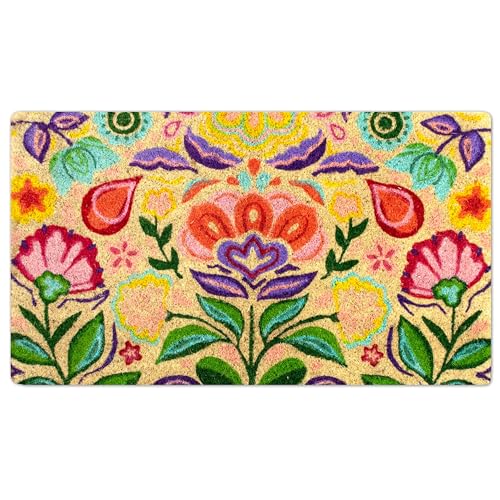 Coir Door Mats Outdoor and Indoor, Dalias, 16 x 27,5 in - color: Dalias