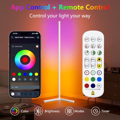 LED Corner Lamp, Color Changing Standing Lamp,White