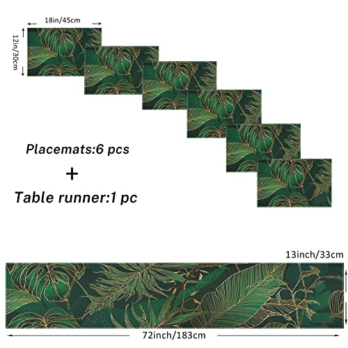ArtSocket Table Runner and Placemats Set of 6, Tropical Palm - color: Palm