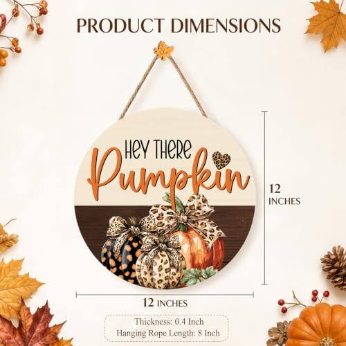 Fall Pumpkin Decorations for Home, Hey There Welcome Wooden Sign - color: Brown