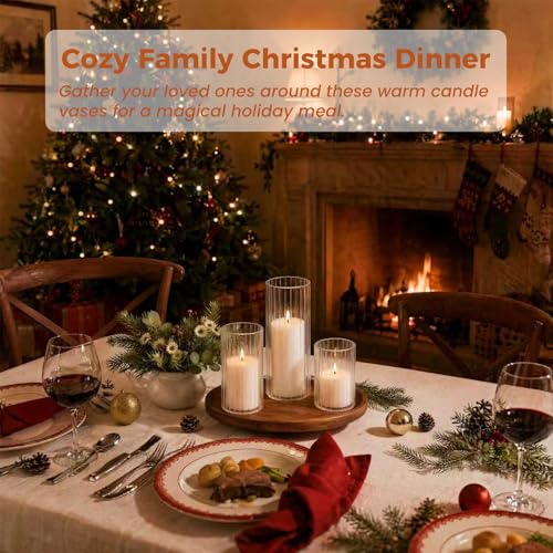 24-Pc Set: 12 White Pillar Candles & 12 Hurricane Glass Holders