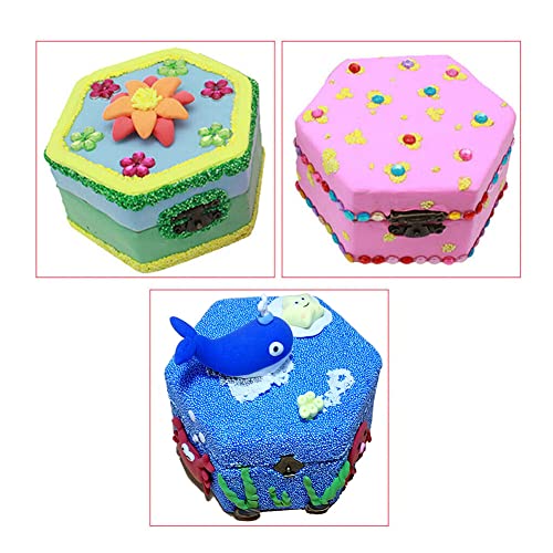 Plain Unfinished Box, Hexagon Unpainted Wooden Jewelry Box DIY Storage Chest Treasure Case (Side Length 2.5" * Height 2.7") - color: Hexagon