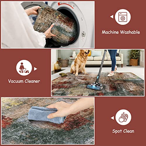 Lahome Washable Runner Rug, 2x8 Runner Rug for Hallways, Red/Multi - color: Red/Multi, size: 10" x 12" (Runner)