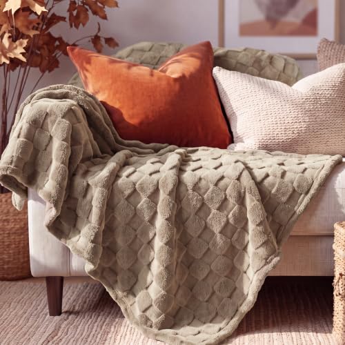 Bedsure Checkered Soft Cozy Twin Blanket for Bed, Light Brown,60"×80" - color: 03 Light Brown, size: Twin (60" X 80")