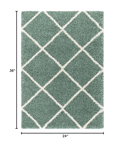 SAFAVIEH Hudson Shag Accent Rug 2x3, Plush Trellis Green & Ivory SGH281Y - color: Green/Ivory, size: 2' x 3' (Rectangular)