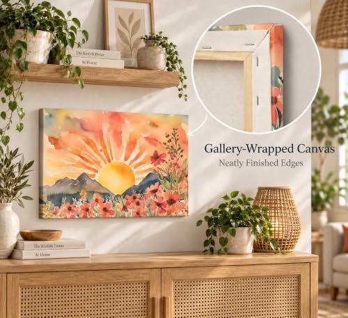 SXHANJXT Boho Sun Canvas Wall art - color: Sunrise-Canvas, size: 36"L x 24"W