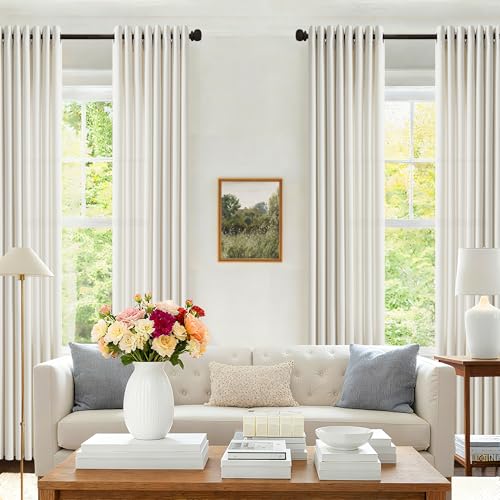Natural Linen Extra Long Grommet Curtains 120 Inch Length 2 Panels Set - color: Natural, size: 52"W x 120"L (Pack of 2)