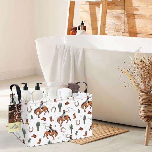 Rectangle Foldable Storage Basket Handles For Home, Cowboy - color: REC-Cowboy