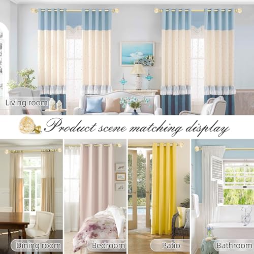 Gold Double Curtain Rod 66-120 Inch Heavy Duty Foil Resin Finial - color: gold, size: 66-120"