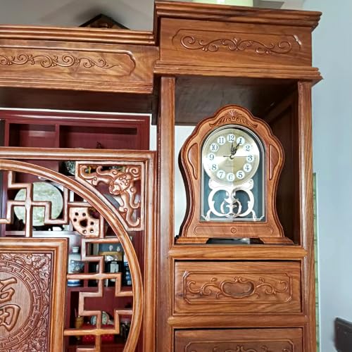 Antique Mantel Clock with Pendulum, Battery Operated(9.64" x 11.02") - color: Light Brown