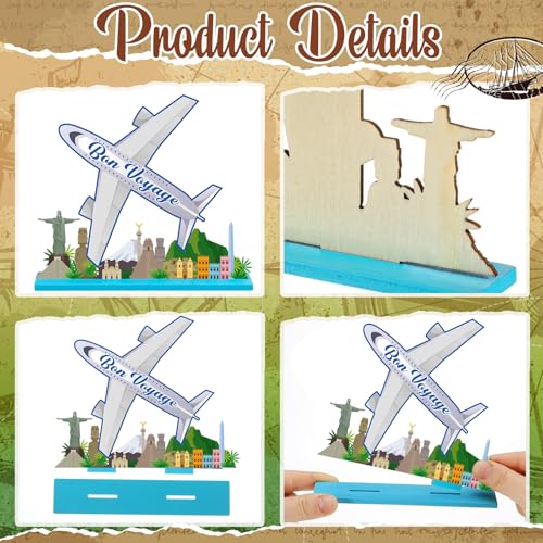 Marsui 12 Pcs Travel Wooden Centerpieces, Adventure Party Decor - style: Travel