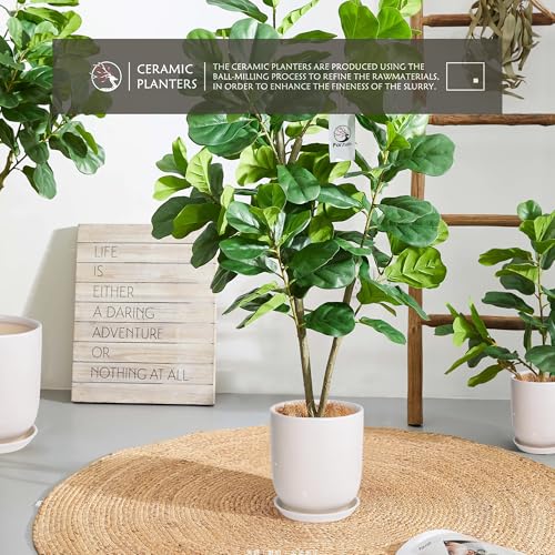 10in Plant Pot,Ceramic Plant pots,Ceramic Planter for Indoor Plants Outdoor,Mid-Century Modern Home Decor, Modern Flower Pot, Large Plant Pot with Drainage Hole and Saucer - size: 10IN