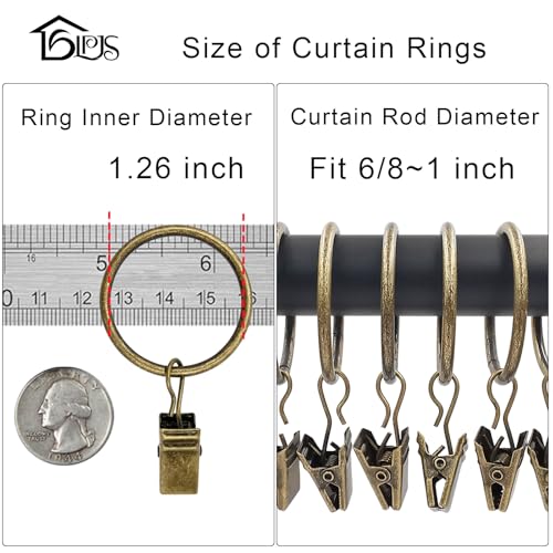 LLPJS Curtain Rings with Clips, 1.26 inch ID, 100 Pack, Bronze - color: Bronze, size: 1.26" I D Set of 100