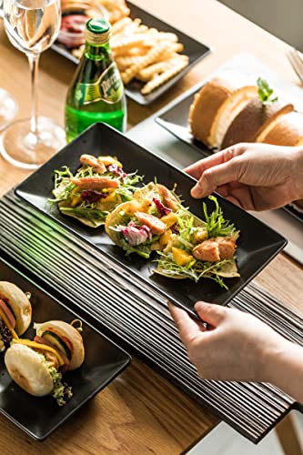 Gomakren Black Serving Platters 10 Inch Rectangular Serving Dishes Set of 4 - color: Black, size: 10 Inch (Set of 4 Platters)