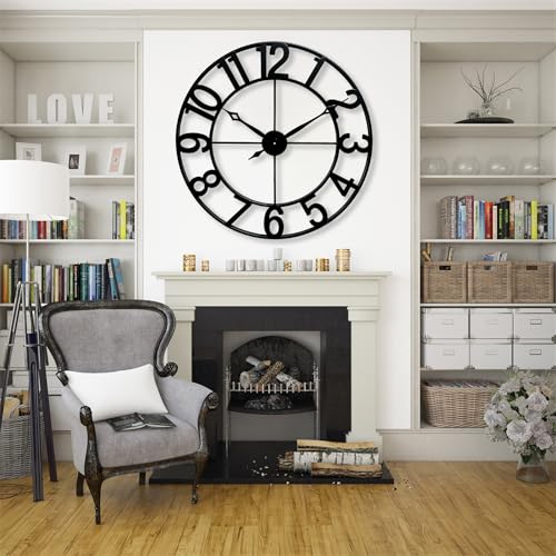 CLXEAST Oversized 30 Inch Wall Clock for Living Room, Arabic Numeral - color: Black Arabic Numeral, size: 30 Inch