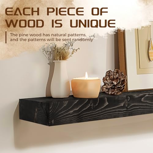 48x7x3in Solid Pine Wood Fireplace Mantel, Weathered Black - color: Weathered Black, size: 48x3x7-solid