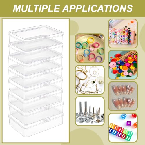 BENECREAT 12 Packs PP Plastic Bead Container Box, 3.7x2.6x1inch Rectangle Storage Organizer Box, Dustproof Case with Hinged Lid for Cards, Beads and Craft Supplies - size: 3.7x2.6x1inch