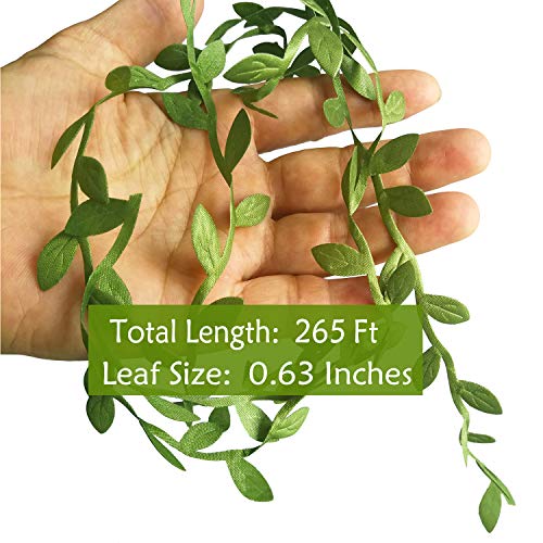 Naidiler 265 Ft Leaf Ribbon, Artificial Vines Leaves String Trim Ribbon Wild Jungle Botanical Greenery for Baby Shower Party Wedding Home Wreaths & DIY Craft (Pack of 2) - size: 265Ft (Pack of 2)