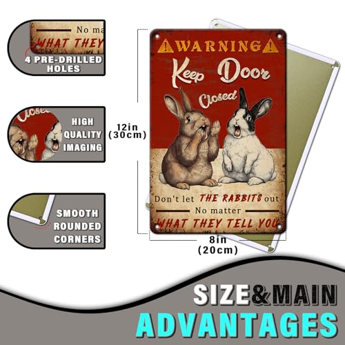 PEACHGARDEN Rabbit Vintage Metal Sign No Matter What the Rabbits Say Funny Wall Decor for Home Farmhouse Outdoor Yard Bar 8x12inch - color: Funny Rabbit 1, size: 20X30cm(12*8in)