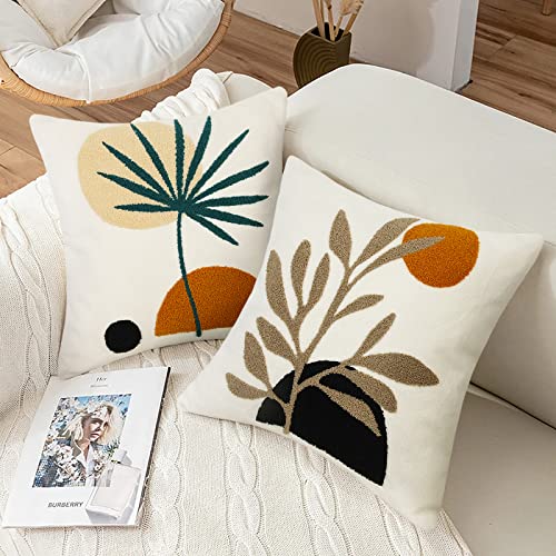Merrycolor Boho Pillow Covers 20x20 Tufted Mid Century Modern Throw Pillow Covers Abstract Leaf Pillow Cover Bohemian Aesthetic Boho Pillows Decorative large Pillows for Couch Bed Sofa Living Room 1PC - color: Boho-b2, size: 20" x 20" (Pack of 1)