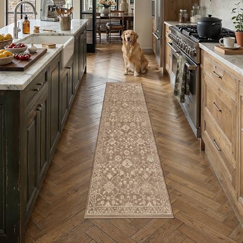 HUGEAR 2x8 Brown Neutral Runner Rugs Washable Rug Carpet - color: Brown, size: 2' x 8' (Runner)