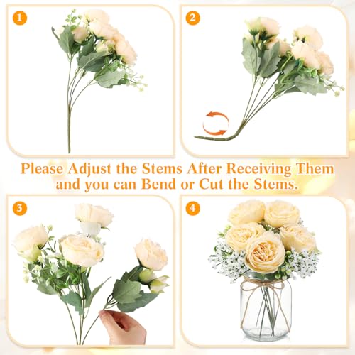 Zeyune 12 Sets Mason Jar Flowers Centerpiece Table Decorations,Champagne - color: Champagne