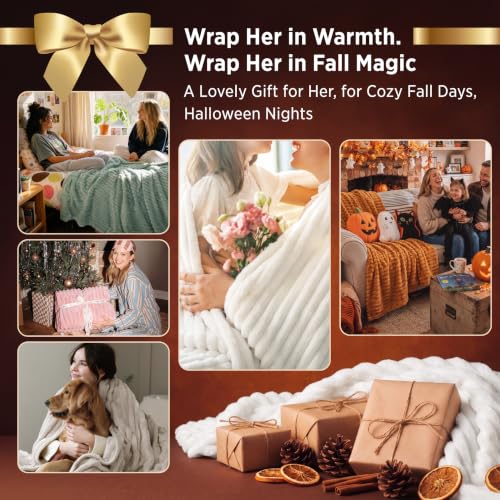 Bedsure GentleSoft White Throw Blanket for Couch - Halloween Fall Decorations for Home Living Room Decor, Cozy Fleece Fall Blanket for Sofa, Birthday Gifts for Women Mom Her, Off White, 50x60 Inches - color: Off White, size: Throw