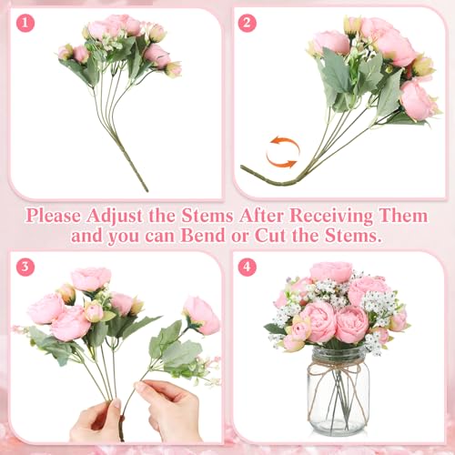 Zeyune 12 Sets Mason Jar Flowers Centerpiece Table Decorations,Light Pink - color: Light Pink