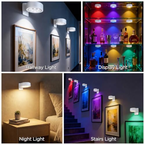 4-Pack Picture Lights for Wall, Rechargeable Wireless Poster Lights, White - color: White