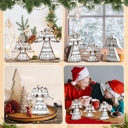 Redbaker 3 Pcs Christmas Wooden Angel Table Decor with Musical Carols - style: Angel