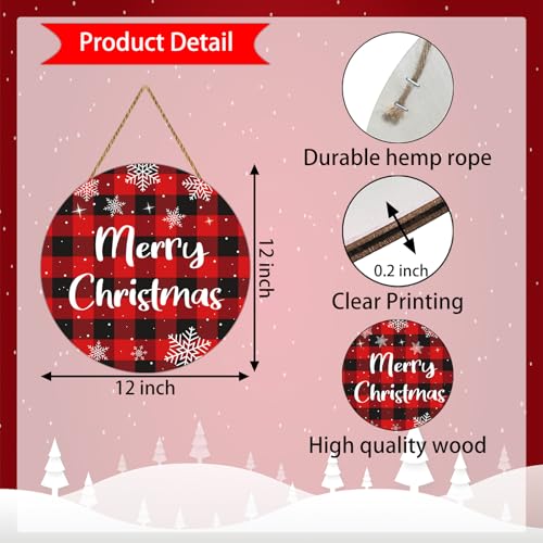 Christmas Door Decorations Buffalo Plaid Christmas Decor Snowflake Wreath