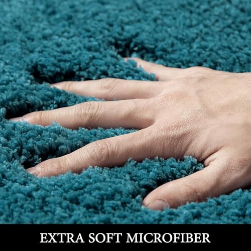 MIULEE Teal Bathroom Runner Rugs Soft Microfiber Bath Mat 16x60 Inch - color: Teal, size: 1'4" x 5' (Rectangular)